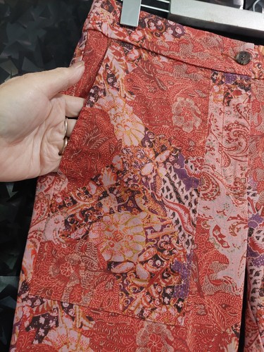 AS NEW BLUE ILLUSION S 10 Red pink vintage floral boho straight leg pants JEANS - Picture 10 of 17