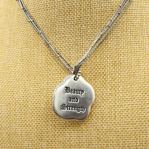 Brighton BEAUTY AND STRENGTH Silver Plate Chartreuse Pendant Chain Necklace 18" - Picture 4 of 10