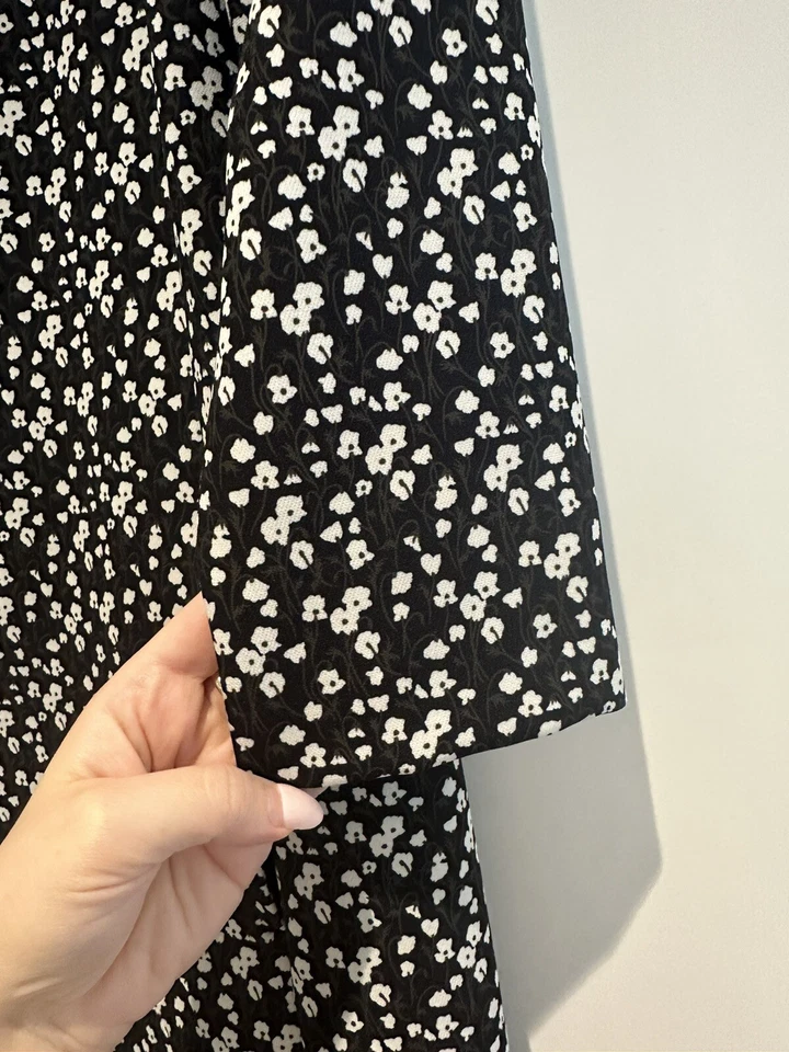 VESTIDO MAX MARA MARGARITA ESTAMPADO FLORAL NEGRO BLANCO FLORES VERDES BOLSILLOS TRABAJO S UK8 Foto 4 de 4