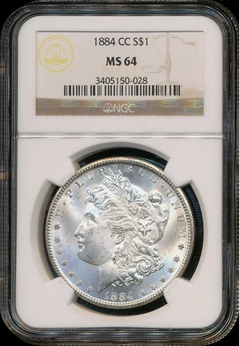 1884-CC Morgan NGC MS-64 Lovely Bright White Silver Dollar Coin Carson City Mint
