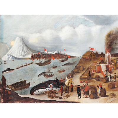 Abraham Speeck Dänische Walfangstation großer Leinwand Kunstdruck