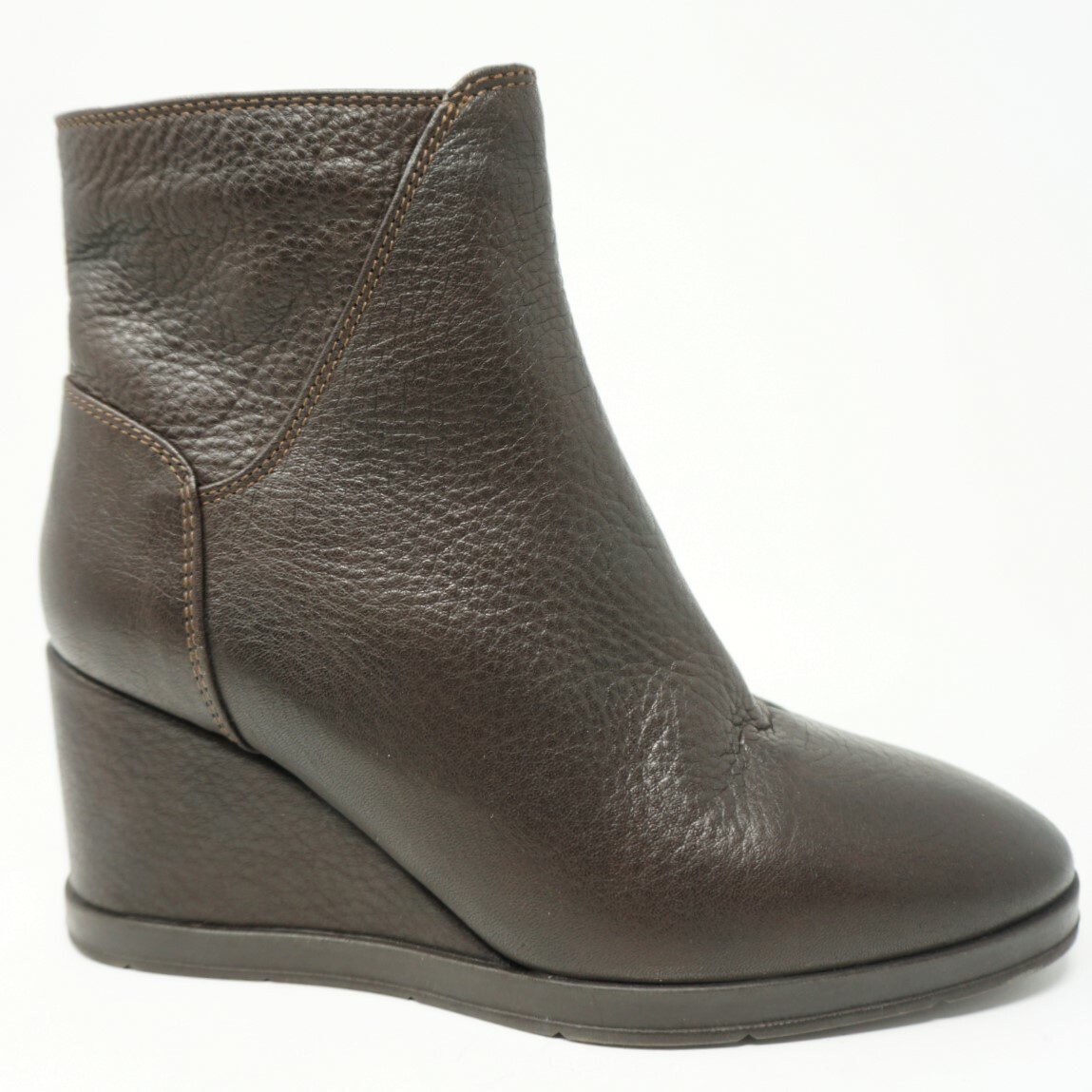 Aquatalia Botines de cuña para mujer Judy Espresso Marrón Cuero Cremallera Botín Aquatalia Botines de cuña para mujer Judy Espresso Marrón Cuero Cremallera Botín