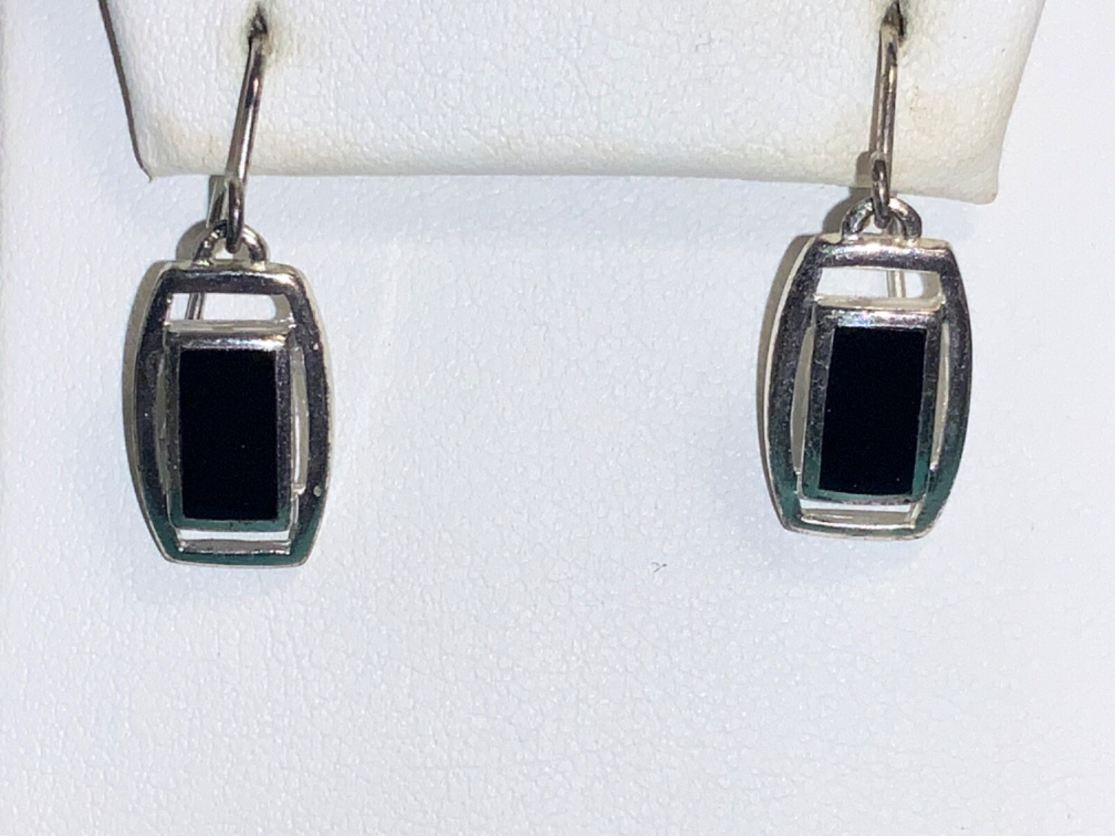 Ladies 925 Sterling Silver Rectangular Black Onyx… - image 3