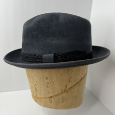 Flechet Charcoal Silver Gray Hat 7 1/8 Genuine Velour Made In USA Fedora Mens