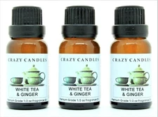 3 White Tea & Ginger 1/2oz Premium Grade Scented Fragrance Oil Crazy Candles