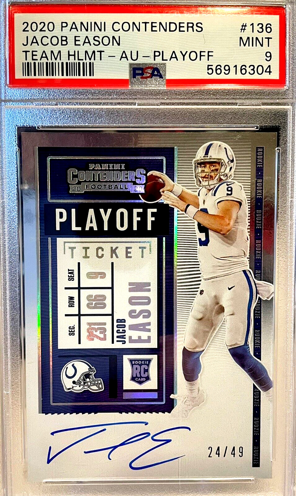Jacob Eason Panini Contenders #136 Autograph Championship