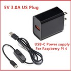 Raspberry Pi 4 Power Supply Adapter On/Off Switch Usb-C 5V 3.0A Us Plug