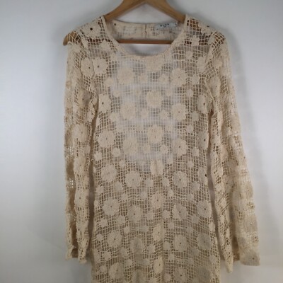 Nakd womens dress 34 aus 6 sheer beige crochet maxi floral long sleeve  109795 | eBay UK