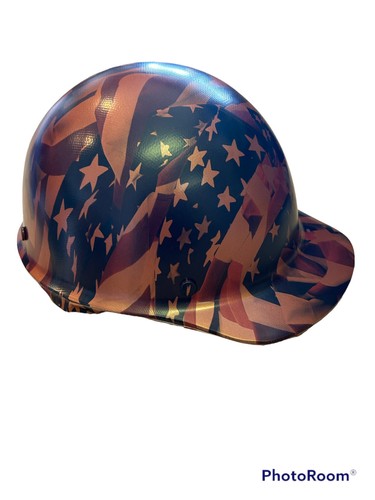 HydroDipped Hard Hat MSA Skullgard Cap Penny Copper Metallic American Flags - Picture 2 of 4