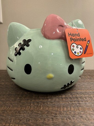 Hello Kitty Frankenstein Ceramic Planter- Hand Painted - Adorable!! 🥰🥰🥰