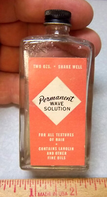 partially full Permanent wave solution 2 oz bottle, great collectible bottle