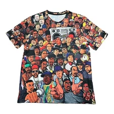 Hip Hop Legends All Over Rapper Print Tee T-Shirt Wu-Tang Snoop Jay-Z - Large
