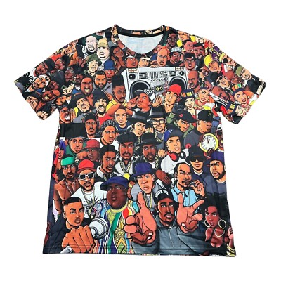 Hip Hop Legends All Over Rapper Print Tee T-Shirt Wu-Tang Snoop Jay-Z - X-Large