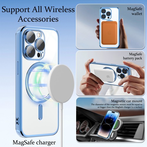 Für Apple iPhone 15/14 Pro Max stoßfeste durchsichtige Hülle Slim Beschichtung Mag Safe Cover - Bild 81 von 86
