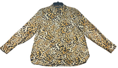 International Concepts Blouse Womens size Large Cheetah Print Long Sleeve New