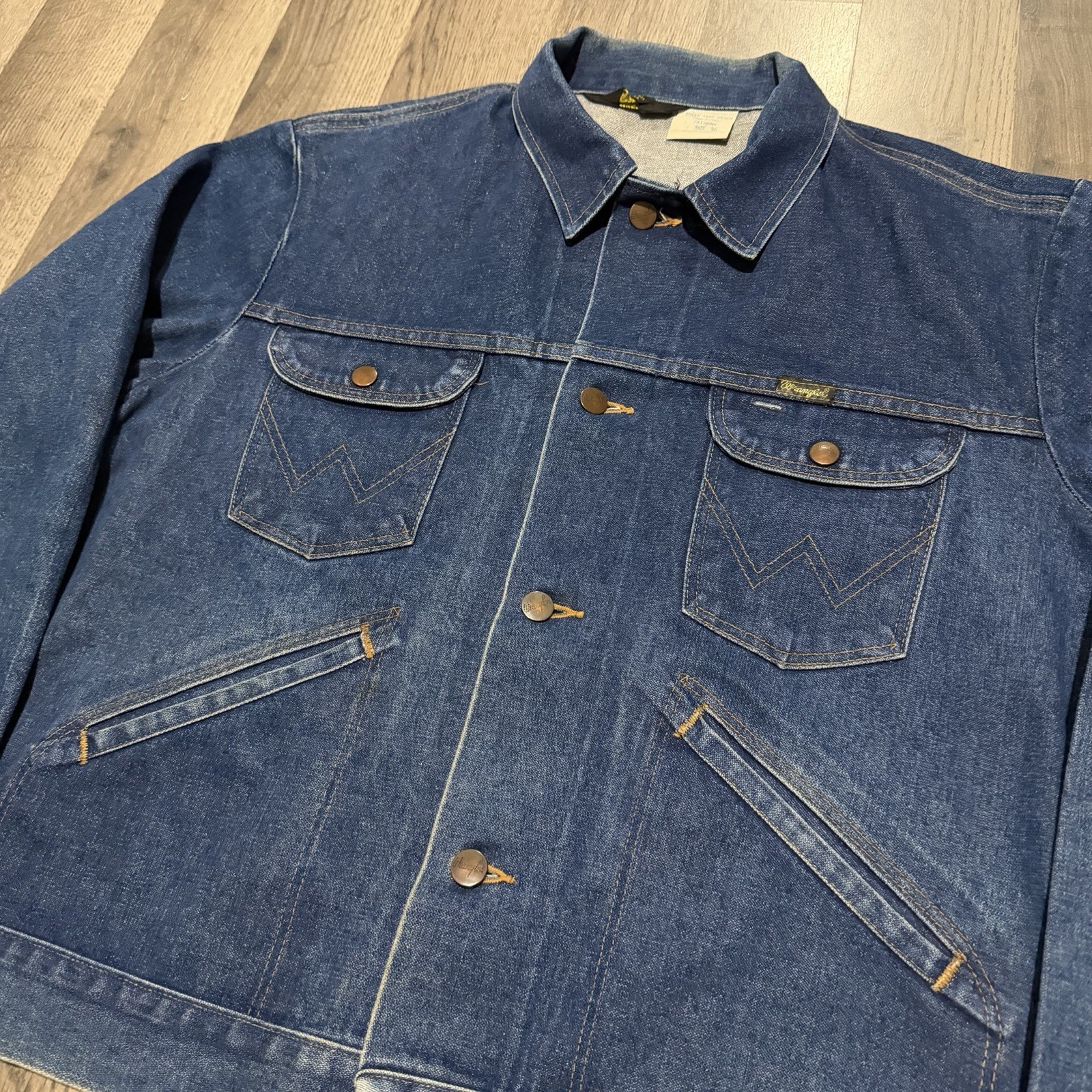 Vintage Wrangler No Fault Denim Jacket 74126NV Made in USA Size 46 Trucker 70’s thumbnail 2