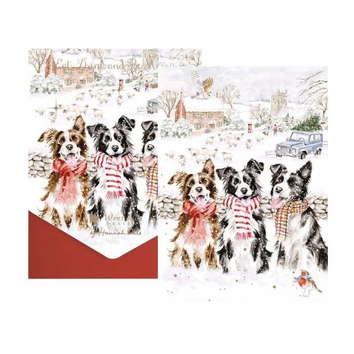 Christmas Cards 8 Pack Dogs Shepherds Snow - Wrendale Illustrated Xmas Wallet