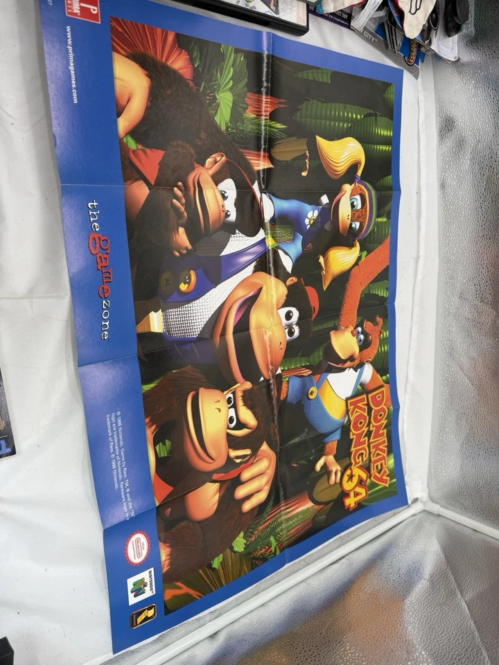 Póster extraíble Donkey Kong 64 1999 Nintendo 64 N64 raro de colección 18x24 auténtico Foto 3 de 3