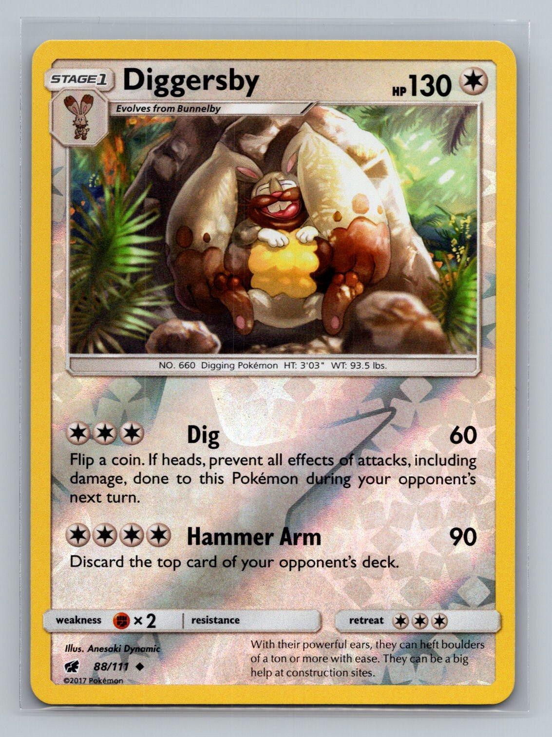 Diggersby 88/111 Uncommon Crimson Invasion Pokemon Reverse Holo Lightly Played
