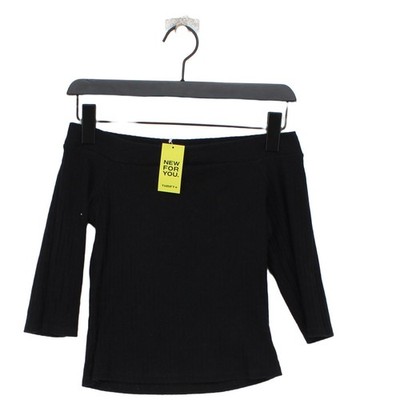 River Island Damen Top UK 12 Schwarz Baumwolle mit Elasthan Basic