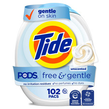 Tide PODS Free and Gentle Liquid Laundry Detergent Pacs Unscented