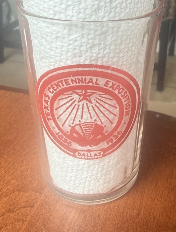 Dallas Texas Centennial Exposition Glass  1836-1936  Red  Rare Vintage