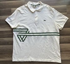 Lacoste White Striped Polo Shirt Casual Mens 2XL EUC Green fits XL Tennis Golf