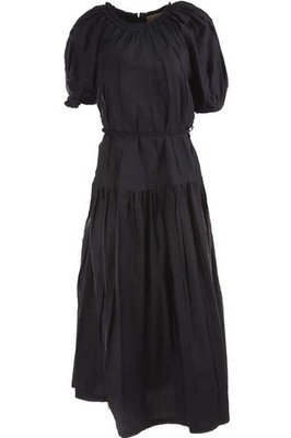 ULLA JOHNSON MAXIKLEID BLAU BAUMWOLLE XSMALL