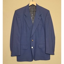 Burberrys Mens Super 100s Loomed Wool Blazer Navy Blue Gold Button Suit Jacket