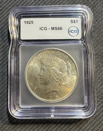 1925 Silver Peace Dollar MS66 ICG