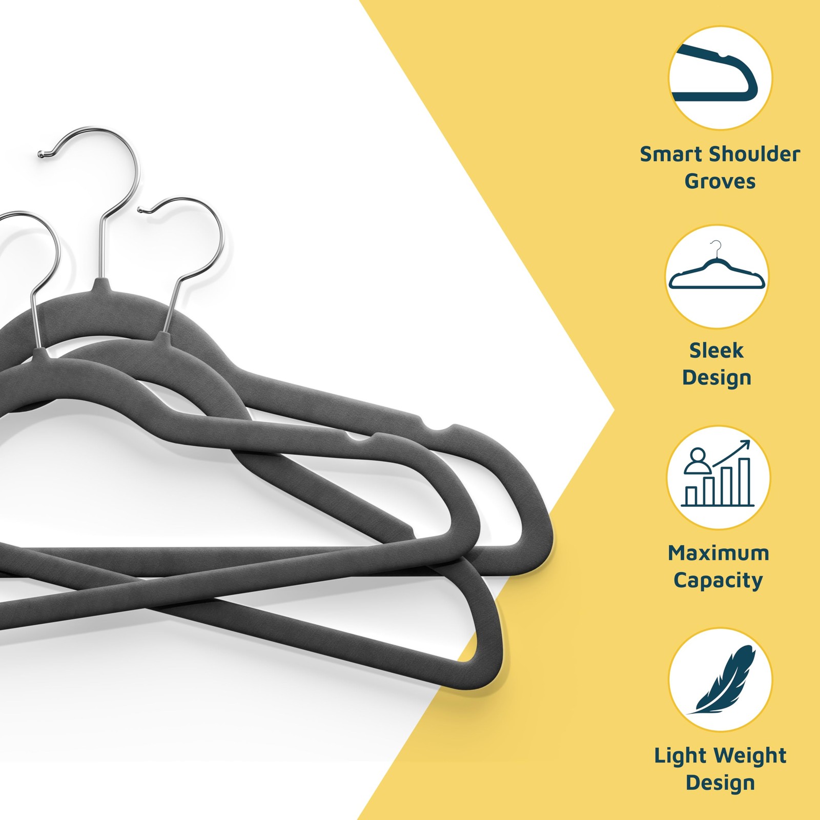 Velvet Clothes Hangers – with 360 Degree Swivel Hook and Non-Slip Shoulder No...