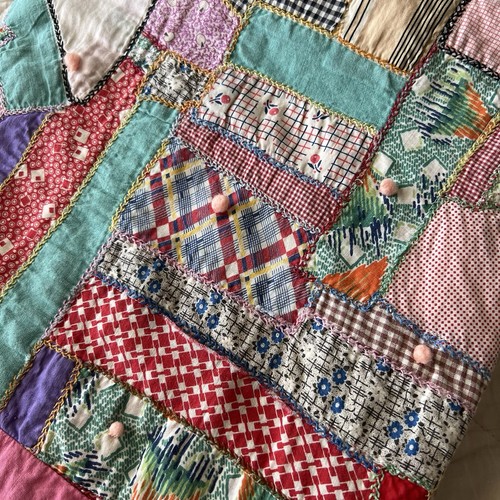 Vintage 1930s 1940s Crazy Quilt 38x52 Hand Stitched Embroidered Pink Border. - Picture 11 of 11