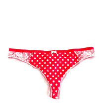 Victoria's Secret Body by Victoria Lace-Trim Thong Panty Red Polka Dot