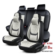 Car Seat Covers Full Set, Breathable Full Set All with Headrests Black Beige