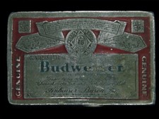 TB05148 VINTAGE 1970s  GENUINE BUDWEISER LAGER BEER  ADVERTISEMENT BELT BUCKLE