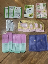 Lot of 17 Mixed Sheet Face Masks, lip Masks, Samples, Eye Masks