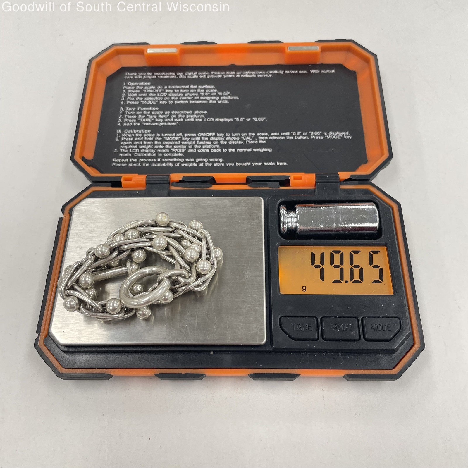 Sterling Silver Chunky Beaded Interlocking Link C… - image 4