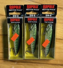 (3) Rapala Skitter Walk 8 SW-8 Baby Bass Walking Topwater Fishing Lures Lot Of 3