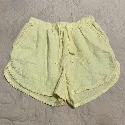 Target Stars Above Women's Pastel Yellow 100% Cotton Pajama Shorts Size S Pocket
