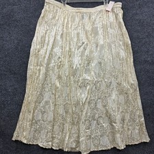Vintage Floral Metallic Maxi Skirt 1 Cream Crepe Fairy Gala Retro Glam Party