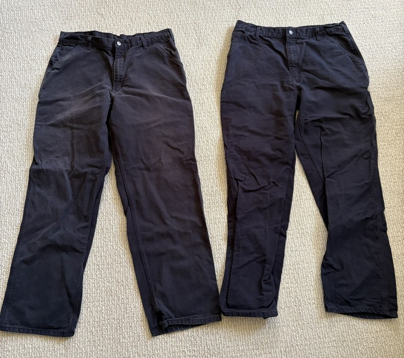 2 Pair Carhartt Blue Canvas Work Pants (38x34) Loose Fit #B11 Carpenter Style