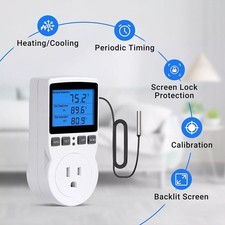Digital Thermostat Outlet Plug Temperature Controller Heating Cooling with Probe