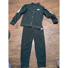 Kids Nike Sportswear Tracksuit Set Jacket Pants Black White Logo Tape Size 7 F1