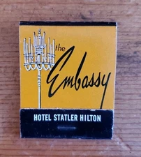 RARE Vintage Matchbook Unused The Embassy Hotel Statler Hilton, Washington, DC