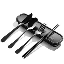 Travel Utensils with Case Quatish Portable Silverware Set for Work Stainless
