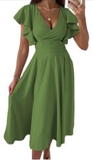 Dokotoo women's V Neck Elegant party Dress Short sleeves skater Dress