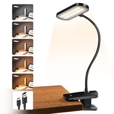 Clip on Desk Lamp, Battery Powered Reading Light with Strong Clamp - 5 Colors 5