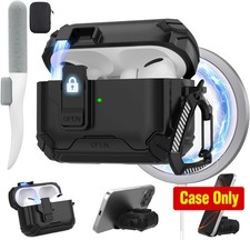 Protective Case for AirPods Pro 2 2022 with Automatic Lock - Black Cover