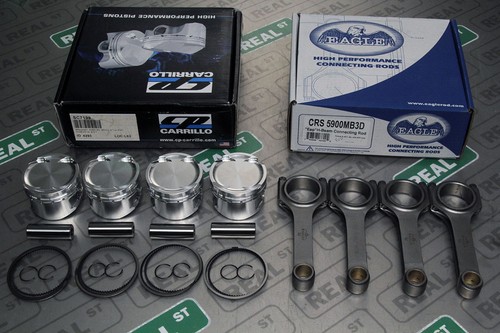 CP Pistons Eagle Rods EVO 1 2 3 4 5 6 7 8 9 4G63T 7 BOLT 85mm 9.0 DSM 9.5:1 EVO - Picture 1 of 9