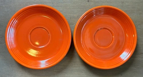 Vintage Fiesta Red Saucers...Pair  1936  Original Radioactive Orange